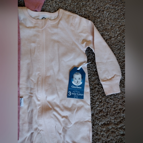 Gerber One Piece Pajamas Set Pink, Light Blue, Light Pink NWT - Picture 8 of 12